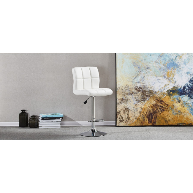 2 tabourets de cuisine blancs capitonnés hauts de gamme - Senna