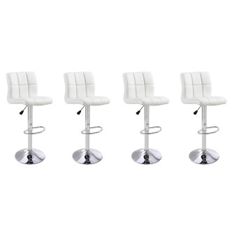 4 tabourets de cuisine capitonnés blancs  - Senna