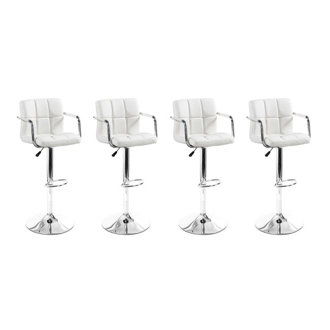 Lot de 4 tabourets de bar blancs en simili avec accoudoirs - Senna 