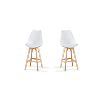 Lot de 2 tabourets scandinaves blancs Gotteborg| Style nordique