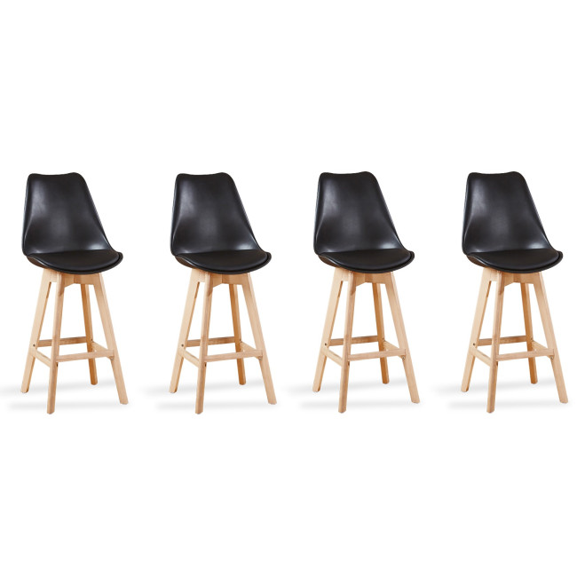 Lot de 4 tabourets de bar scandinaves noirs  - Gotteborg