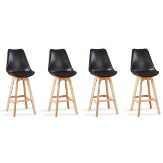 Lot de 4 tabourets de bar scandinaves noirs  - Gotteborg