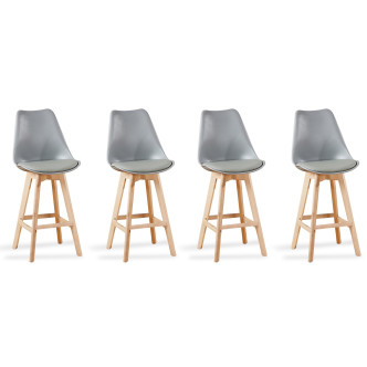 Lot de 4 tabourets de cuisine gris Gotteborg - Tendance Scandinave