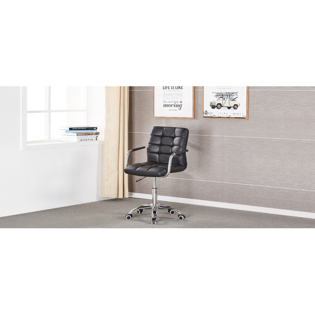 Fauteuil de bureau noir capitonné Vittorio - Prix Discount