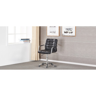 Fauteuil de bureau noir capitonné Vittorio - Prix Discount