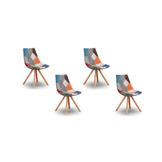 Lot de 4 chaises scandinaves patchwork - Minsk