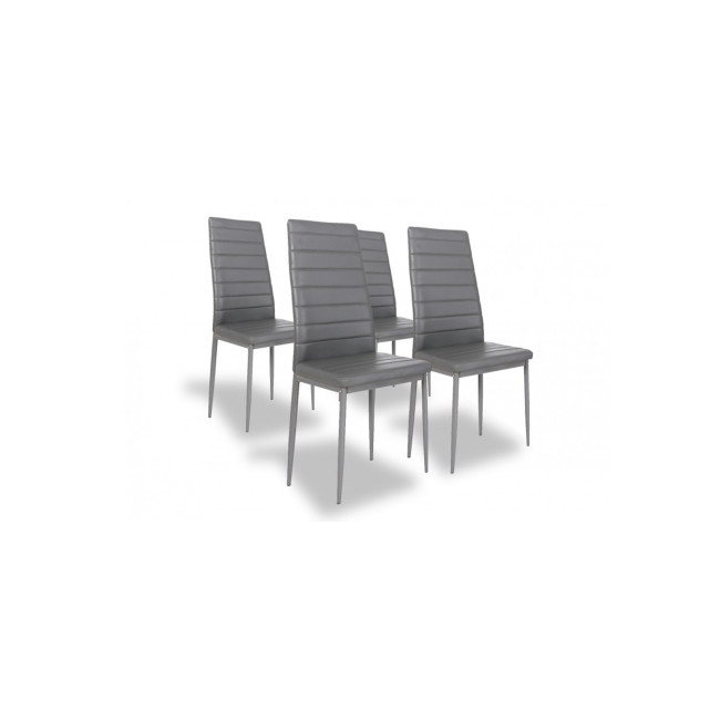 4 chaises grises en simili Lena - Prix Choc