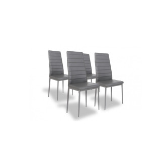 4 chaises grises en simili Lena - Prix Choc