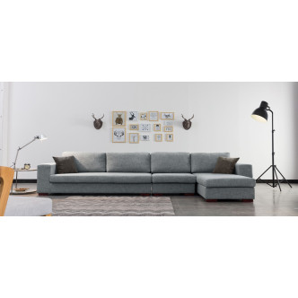 Canapé d’angle droit gris avec fauteuil - Opéra 