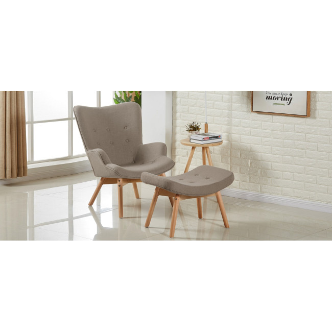 Fauteuil scandinave en velours taupe| Stockholm