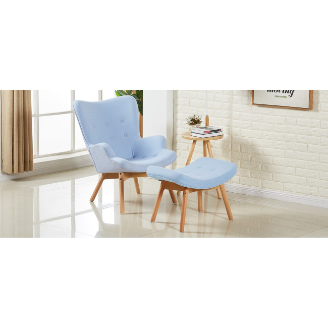 Fauteuil scandinave en velours bleu | Stockholm