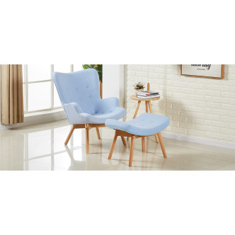 Fauteuil scandinave en velours bleu | Stockholm