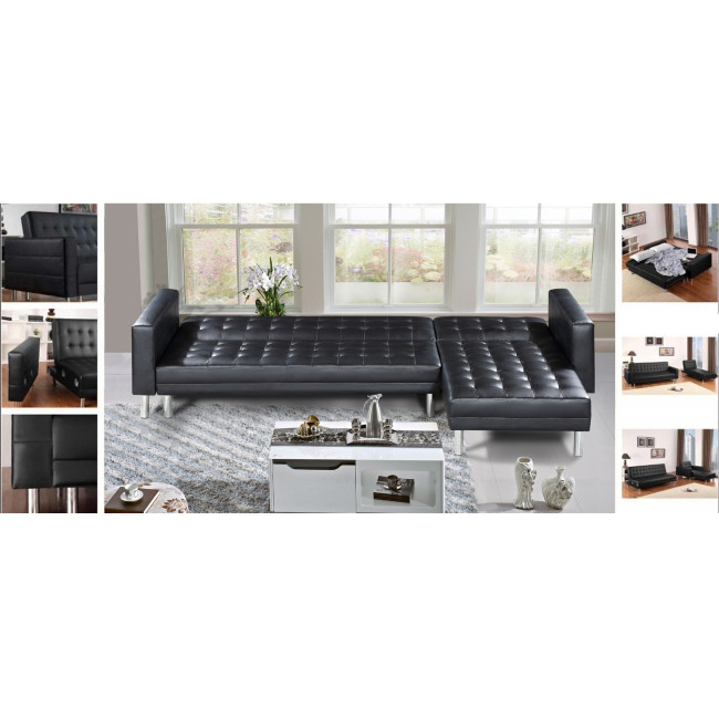 Canapé convertible angle réversible 5 places noir - Capri