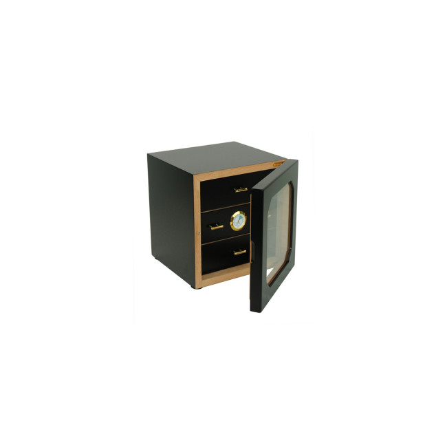 Armoire 60 cigares vitrée noire - Pas Cher !