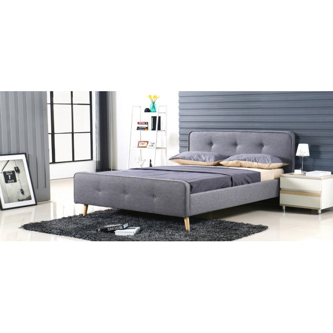 lit scandinave 2 places en tissu gris - Alcove