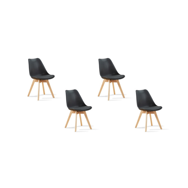 Lot de 4 chaises noires scandinaves - Bjorn