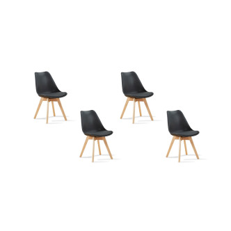 Lot de 4 chaises noires scandinaves - Bjorn