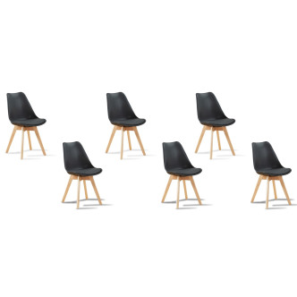 Lot de 6 chaises scandinaves noires Bjorn - Style rétro chic
