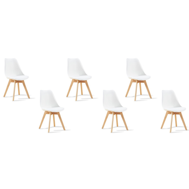 Lot de 6 chaises scandinaves blanches Bjorn| Chaise Rétro & Design