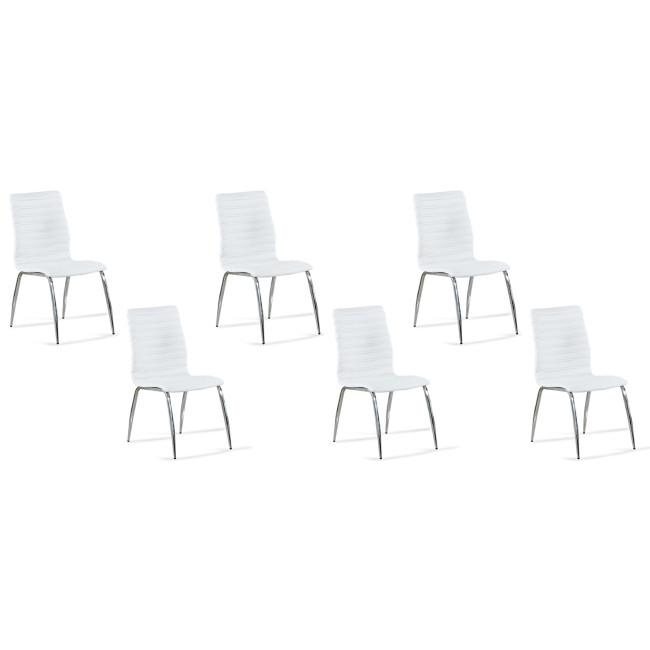 Lot de 6 chaises salle à manger blanches en simili - Londres