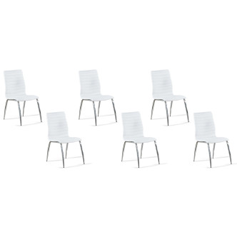 Lot de 6 chaises salle à manger blanches en simili - Londres