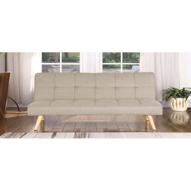 Banquette convertible 3 places en tissu taupe - Prix fous