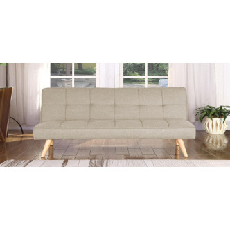 Banquette convertible 3 places en tissu taupe - Prix fous