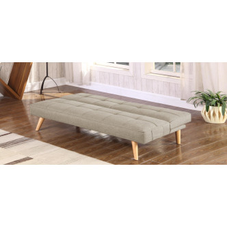 Banquette convertible 3 places en tissu taupe - Prix fous