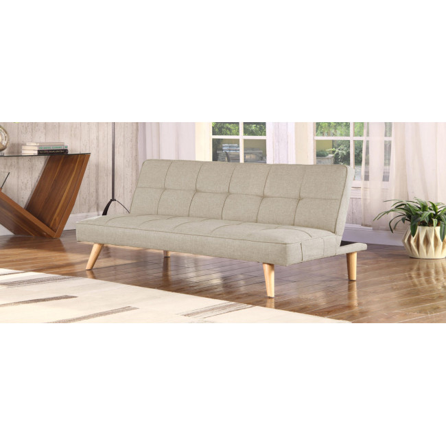 Banquette convertible 3 places en tissu taupe - Prix fous