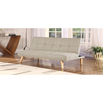 Banquette convertible 3 places en tissu taupe - Prix fous