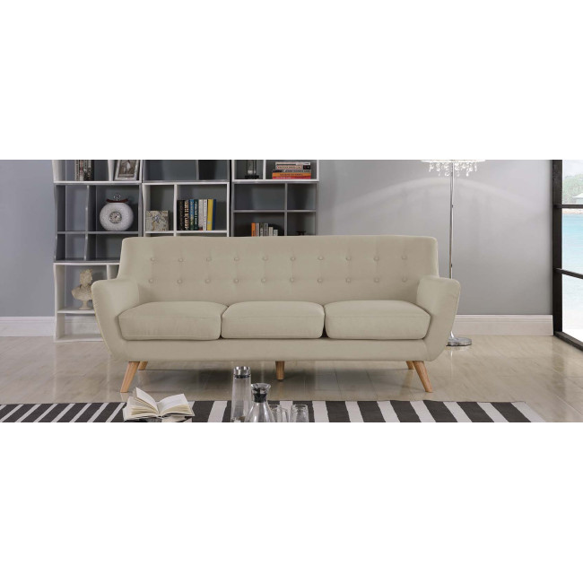 Canapé scandinave 3 places en tissu taupe - Nils