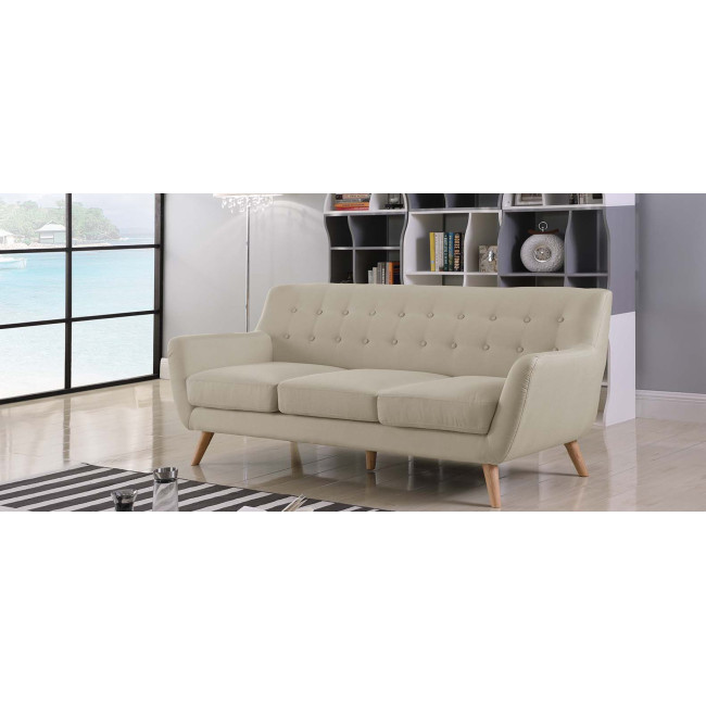 Canapé scandinave 3 places en tissu taupe - Nils