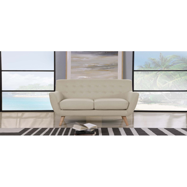 Canapé 2 places scandinave en tissu taupe - Nils 