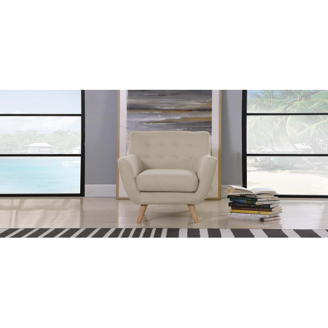 Fauteuil scandinave 1 place en tissu taupe Nils - Pas cher