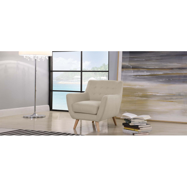 Fauteuil scandinave 1 place en tissu taupe Nils - Pas cher