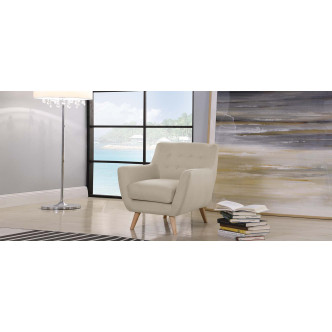 Fauteuil scandinave 1 place en tissu taupe Nils - Pas cher