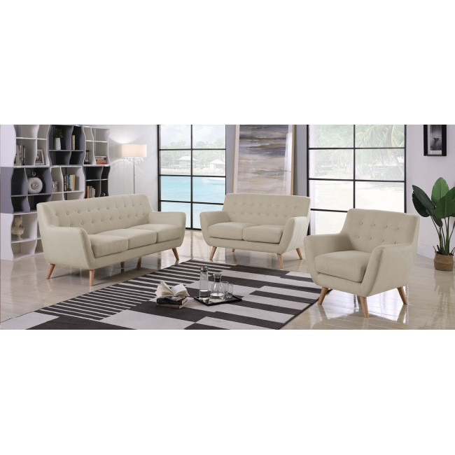 Fauteuil scandinave 1 place en tissu taupe Nils - Pas cher