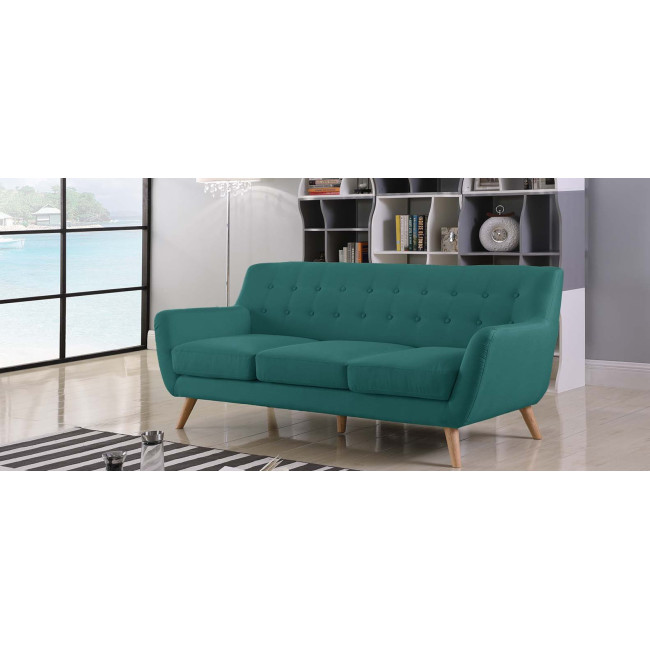 Canapé scandinave 3 places tissu vert Nils - Prix Discount