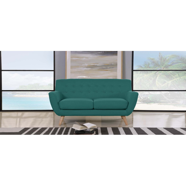 Canapé 2 places scandinave en tissu vert - Nils