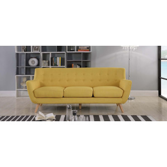 Canapé 3 places scandinave en tissu jaune moutarde Nils - Stocks limités