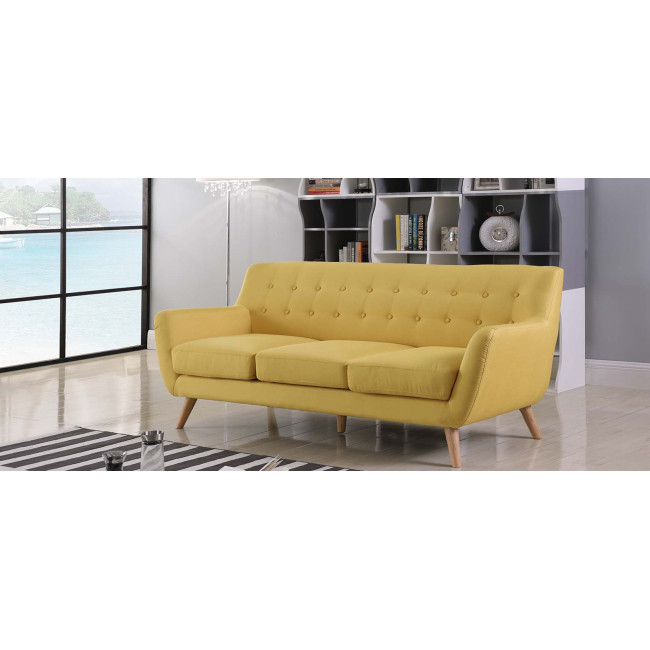 Canapé 3 places scandinave en tissu jaune moutarde Nils - Stocks limités