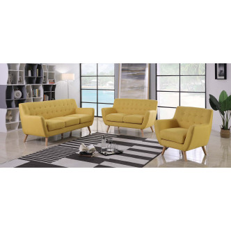 Canapé 3 places scandinave en tissu jaune moutarde Nils - Stocks limités