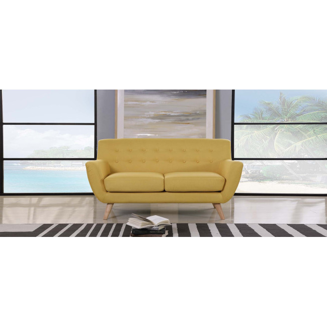 Canapé 2 places scandinave jaune moutarde Nils - Meilleur rapport qualité prix du web