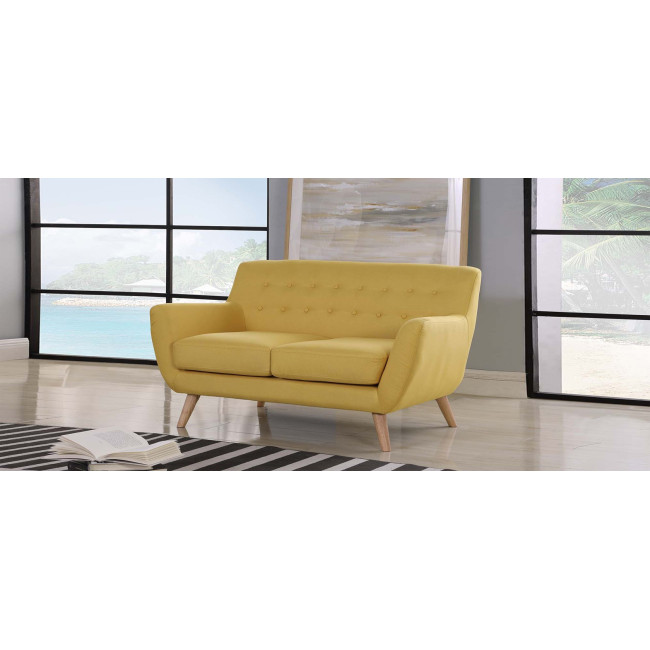 Canapé 2 places scandinave jaune moutarde Nils - Meilleur rapport qualité prix du web