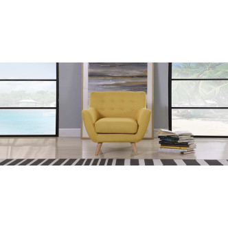 Fauteuil 1 place scandinave en tissu jaune Nils - Prix Usine