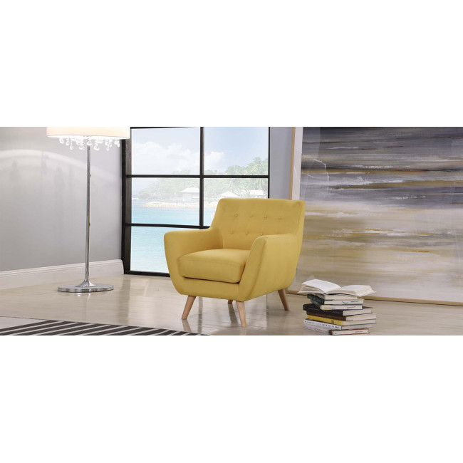 Fauteuil 1 place scandinave en tissu jaune Nils - Prix Usine