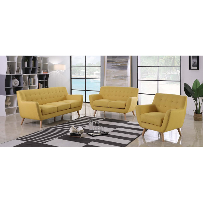 Fauteuil 1 place scandinave en tissu jaune Nils - Prix Usine