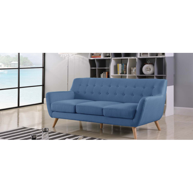 Canapé 3 places scandinave en tissu bleu Nils - Offre limitée 