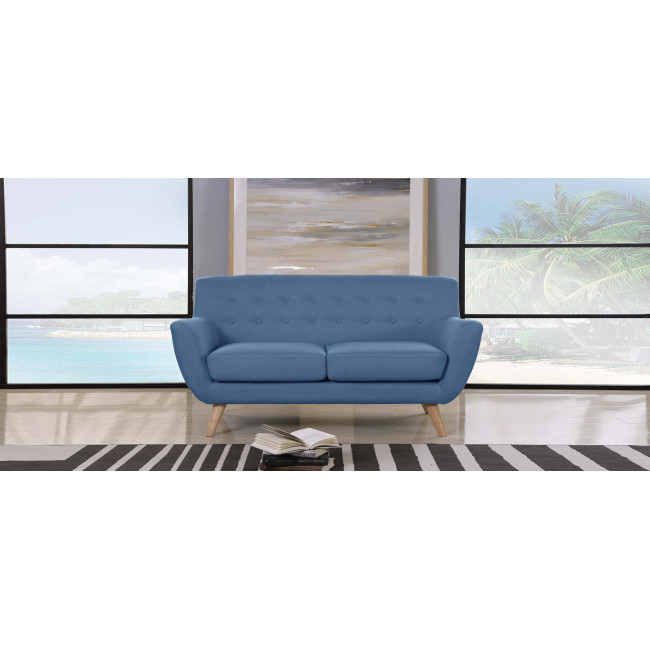 Canapé scandinave 2 places bleu Nils - tissu de qualité premium