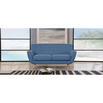 Canapé scandinave 2 places bleu Nils - tissu de qualité premium